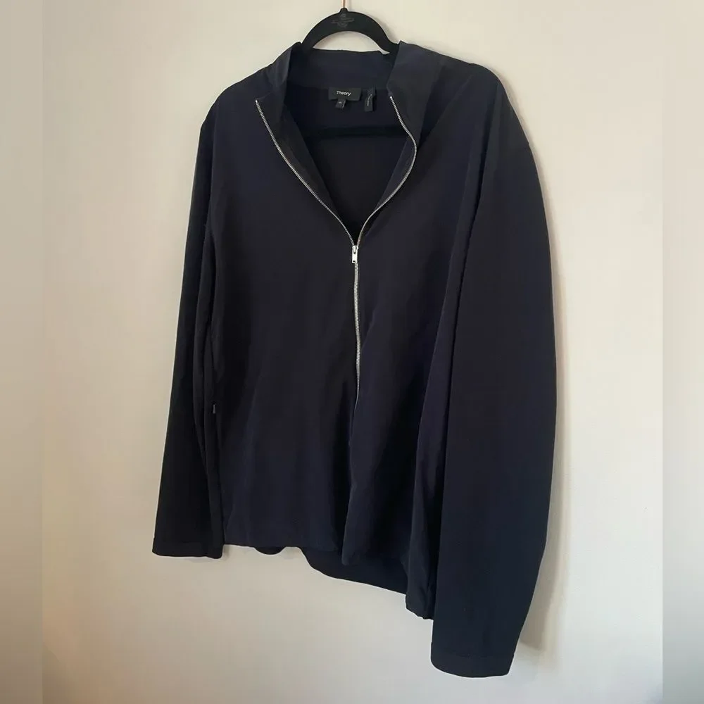 Theory jacket men’s navy Bellville Pk Fine Bilen Full Zip size xlarge